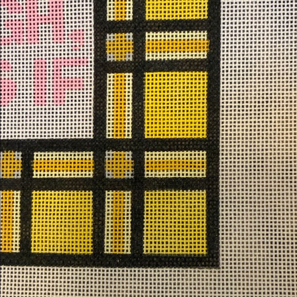 Clueless Yellow and Black Plaid Needlepoint Canvas & Needle Minder - Picture 2 of 2